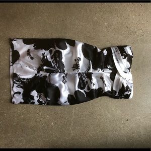 Elegant, strapless, black and white dress